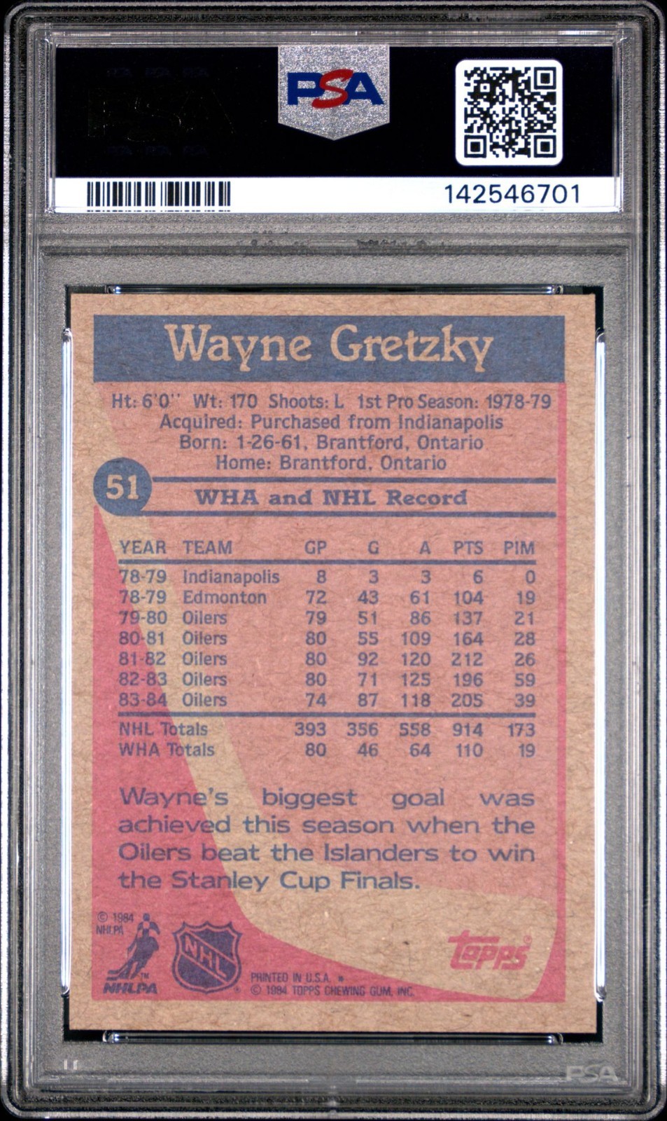 1984-85 Topps - Wayne Gretzky #51 view 2
