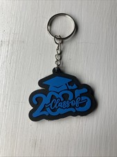 25 Pieces Class of 2025 Graduation Keychains Rubber Key Chains Grad Blue Black