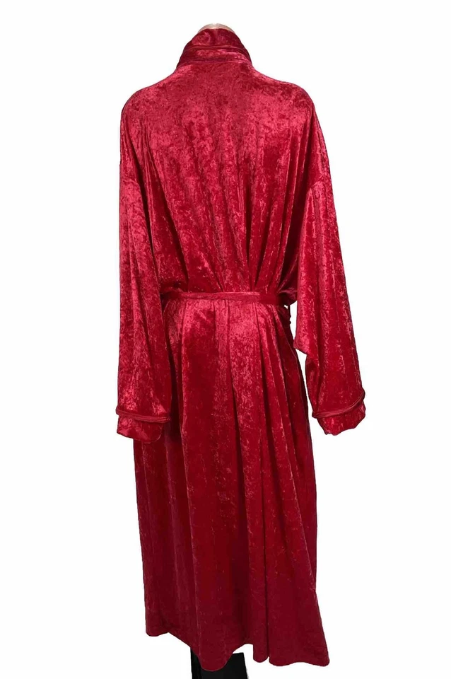 Bata Cacique Mujer 26/28 Rojo Terciopelo Aplastado Kimono Cinturón Lencería Prendas para Dormir Foto 2 de 4