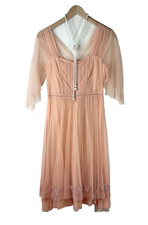Nataya Blush Pink Dress S Tea Party Gatsby Vintage style Formal Knee Length NWT