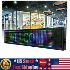 LED Sign 40"X8" Scrolling Message Display Board Outdoor RGB 7-Color Programmable
