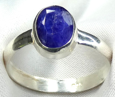   Saphir Ring 925 Silber Gr. 50 (15,9) Oval Facettiert UNIKAT    klassisch   e