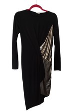 Zara Black Long-Sleeve Dress With Metallic Gold Accent