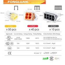 100pcs Push-in Wire Connector Splicing Terminals for Solid and Stranded Condu...