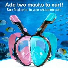 2 X Adult Anti-Fog Full Face Snorkel Mask Gear Dry Top Breathing Camera Mount