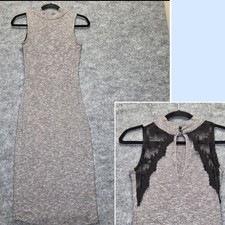 Major Moderne Dress Womens Medium Knit Sleeveless Mock Neck Lace Detail
