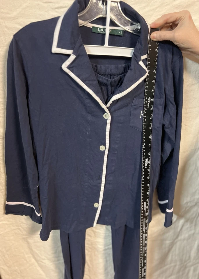 Conjunto de pijama Ralph Lauren azul marino para mujer, talla M Foto 3 de 4