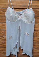 Vintage Cinema Etoile Sheer Chemise Lingeri Sz M Embroidery Bride Honeymoon