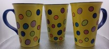 Vintage Whittard of Chelsea Ceramic Latte Mugs : Polka Dot, Retro : Hand Painted