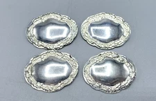 Lot of 4 Kirk Stieff Ornate Holly Vines Design Pewter Brooches