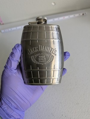 Vintage Jack Daniels Old No 7 Whiskey Flask Stainless Steel Barrel Shape