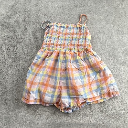 Janie And Jack Sleeveless Romper Girl Size 10 Gingham One Piece Multicolor Plaid - Picture 5 of 7