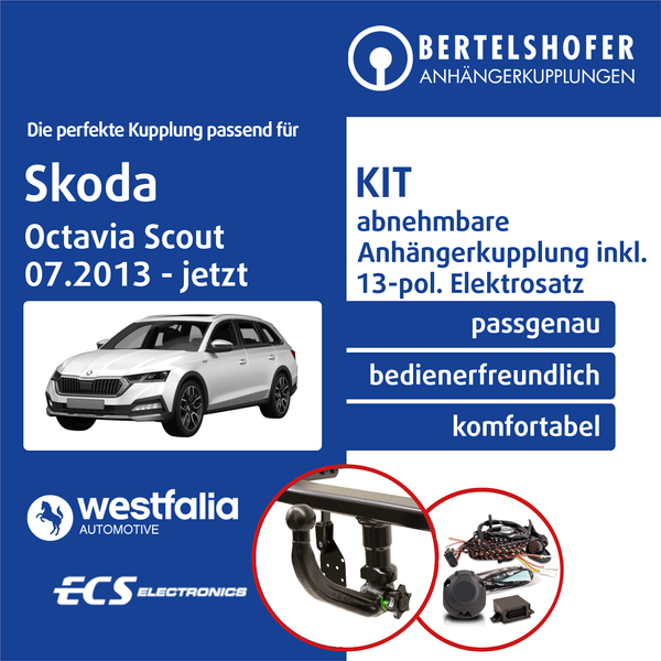 FüR Skoda Octavia Scout Iii Typ 5E 07.2013-Jetzt Ahk Abn +13Pol Sp. E-Satz Eba-image