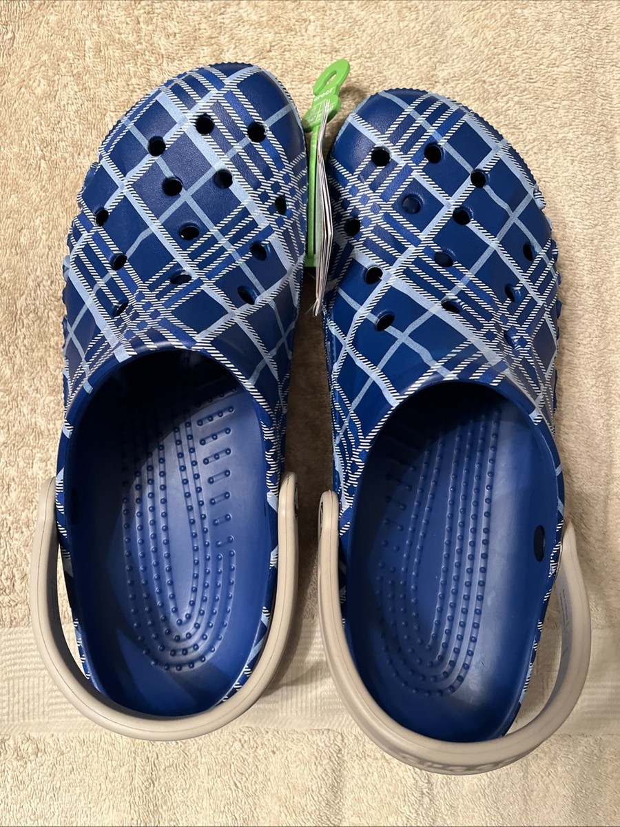 Crocs Baya Holiday Plaid Clog Blue Size 12 Mens Clogs Slides Slip On Shoes Crocs Baya Holiday Plaid Clogs Christmas Blue Jean Comfort  main image 4