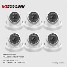 6PCS/Kit VIKYLIN 6MP HD Warm Light Turret Security Camera MIC Color Night Vision