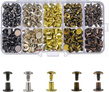 100 Sets Chicago Screws 5 Colors - 5/16 Inch Zinc Alloy Flat Head Studs Screw Ri