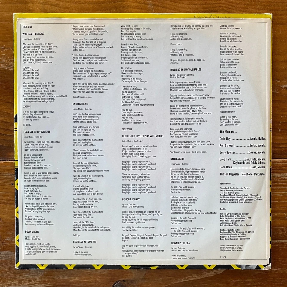 Men At Work – Business As Usual – Debut Pop Rock-New Wave Vinyl LP – OG - Image 3 of 4