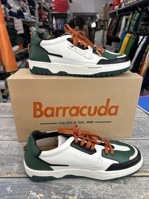 Barracuda By Fabi Mens Sneakers White/Green EU 43 Lace Up Walking Shoe BR6