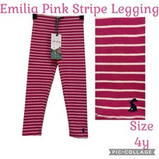 Joules British Designer Kids Clothing Emilia Pink Stripe Legging Girls Size 4y