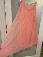 Vintage Shadowline ladies M nightie nightgown Coral dress chiffon
