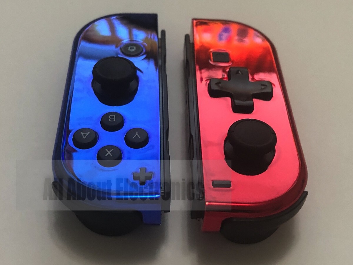 Custom Chrome Blue & RED Nintendo Switch Joy Con Joy-Con