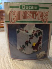 Bucilla Christmas Plastic Canvas Tissue Box Cover With Cardinal Kit, NEW