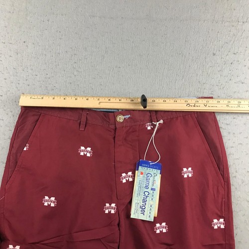 Mississippi State Bulldogs Shorts Mens 36 Red AOP Chino Flat Front NCAA NWT - Picture 7 of 12