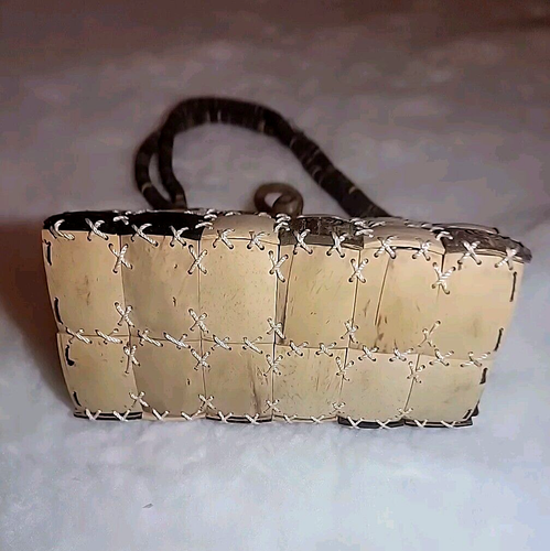 Vintage Women's Coconut Shell Purse Handbag Shell Dbl Straps Bohemian Sweet - Picture 5 of 13