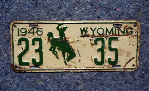 1946 WYOMING License Plate # 23 - 35