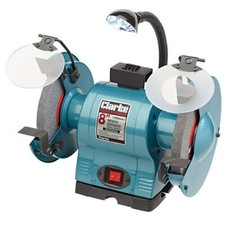 CLARKE BENCH GRINDER METALWORK COARSE/FINE 8 inch with Lights 6500532 Latest