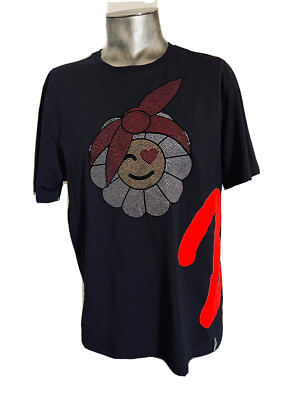 Roku Studios Bandana Happy Flower Black Premium Rhinestone Tee Shirt New Sz 2x