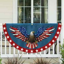 Patriotic Eagle Spread Wings American Non-Pleated Fan Flag, Patriotic Flag