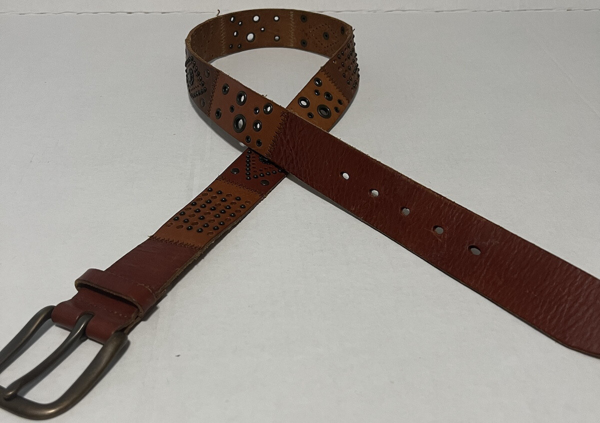 Fossil Studded Leather Patchwork Belt Women’s Siz… - image 11