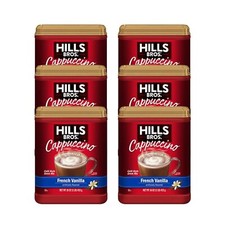 Hills Bros. French Vanilla Cappuccino Instant Coffee Mix, 16 oz Canister 6 pk