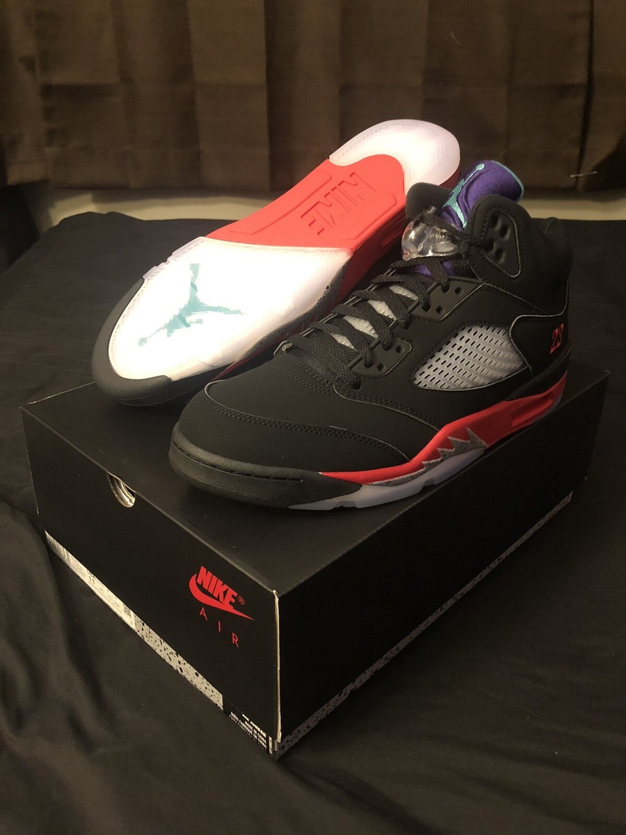 jordan 5 black new emerald fire red