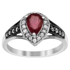 White Black Plated 925 Silver 1.24 Ctw Red Ruby Gemstone Solitaire Ring