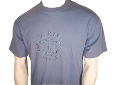 "Paris Made in France" XL (Medium in USA) Blueish Gray Cotton T-shirt