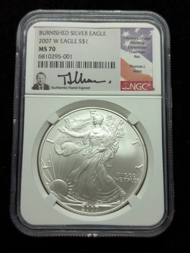 2007-W Burnished American Silver Eagle MS70 NGC #034