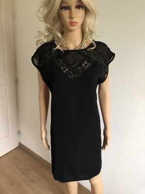 Kleid schwarz-gold mit Spitze Grace & Mila Gr. S ungetragen 