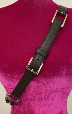 Womens MICHAEL KORS Pebbled Brown Leather Belt With Gold Rectangle