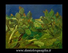 LAMBERTI LAMBERTO CACTUS DIPINTO ORIGINALE OLIO TAVOLETTA 50X40