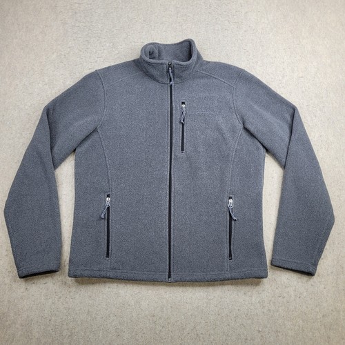 LL Bean Jacket Mens M Gray Fleece Full Zip Hiking Outdoors Mock Neck VTG