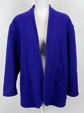 Vtg Wool Coat Jacket Sz Medium Womens Open Front Lined Made in USA Purple