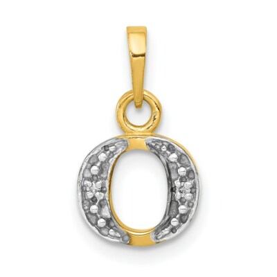 14K Yellow Gold & Rhodium Polished .01ctw Diamond Initial O Pendant