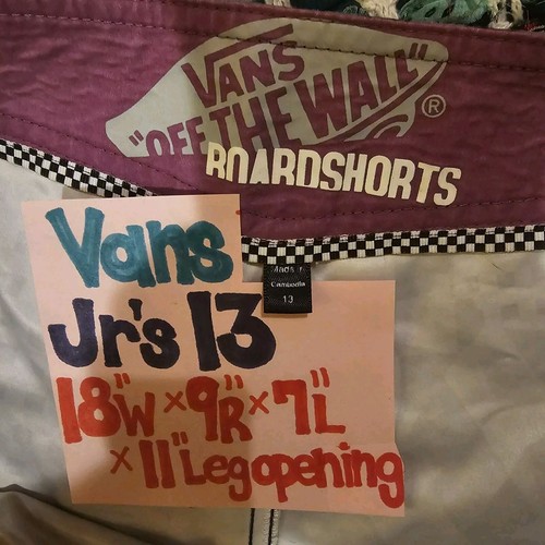 VANS Gray Black Stripe Geometric Checker Polka Dot Swim Surf Boardshorts Jrs/13 - Picture 17 of 17