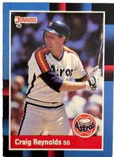 Excellent: Vintage 1988 Donruss Craig Reynolds Houston Astros Trading Card