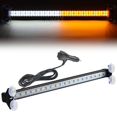 12-24V 21'' Car Strobe Light Flashing Warning Lamp Hazard Bar Amber White 144Led