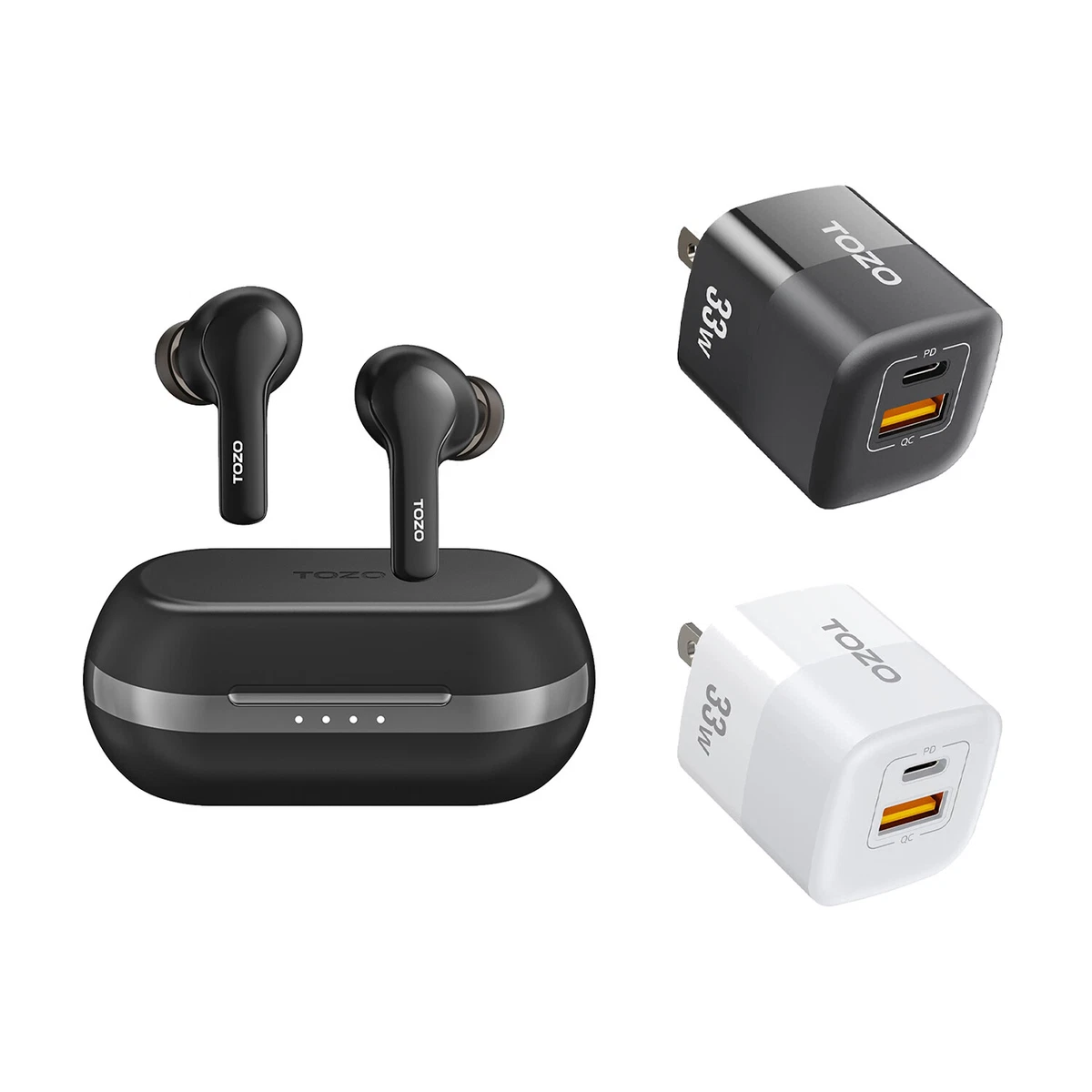 Tozo Agile Pods Wireless Bluetooth Earbuds with Dual Port 33W USB C Wall Charger