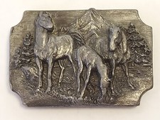Siskiyou 1989 Belt Buckle Q-85 / S Horses 3 Dimensional USA Made Oregon