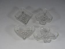  Set of 4 Vintage Mid-Century Modern Bridge Suit Glass Ashtrays c.1950